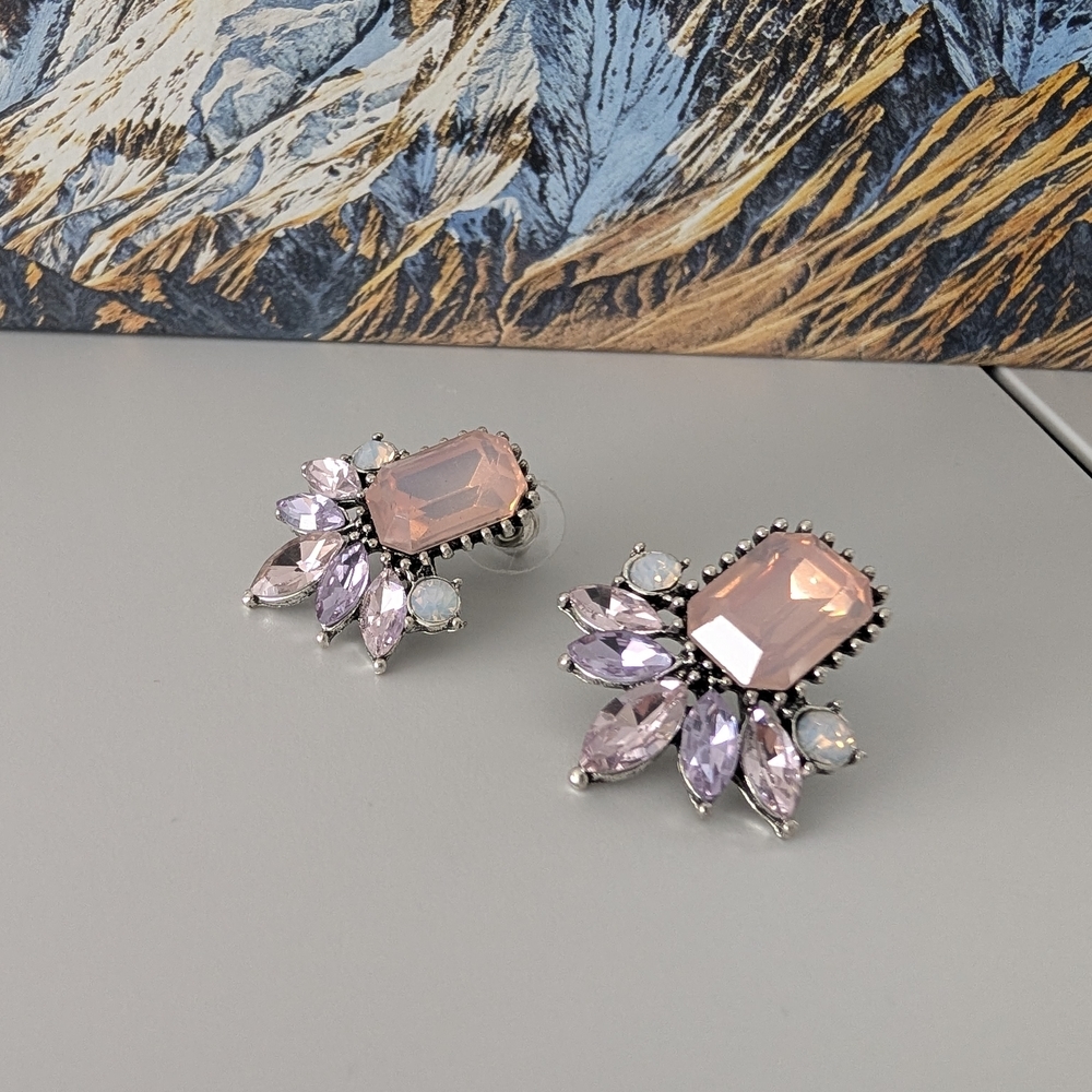 Elegant Pink and Silver Earrings